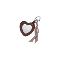 Heart Pocket Mirror Keychain Brown